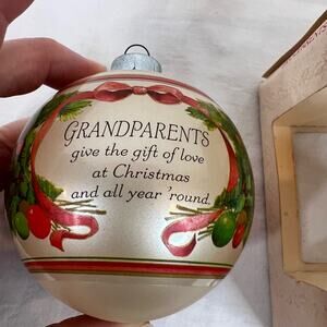 1981 Hallmark Grandparents Glass Ornament Christmas Tree Bulb Decor Vintage